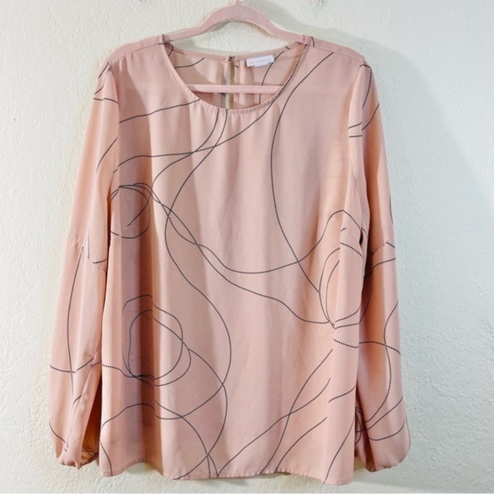 Women's Blush Pink Long-Sleeve Printed Blouse